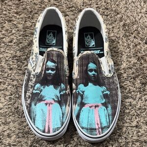 Vans x The Shining Graphic Slip-On Shoes in Black, White, and Pink